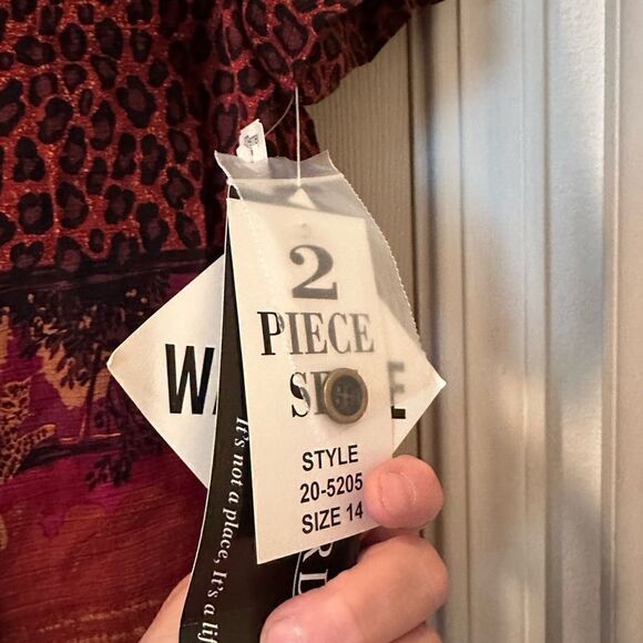 Sag harbor, two piece tank dress red leopard animal, print-  size 14 - ONS - Picture 4 of 9